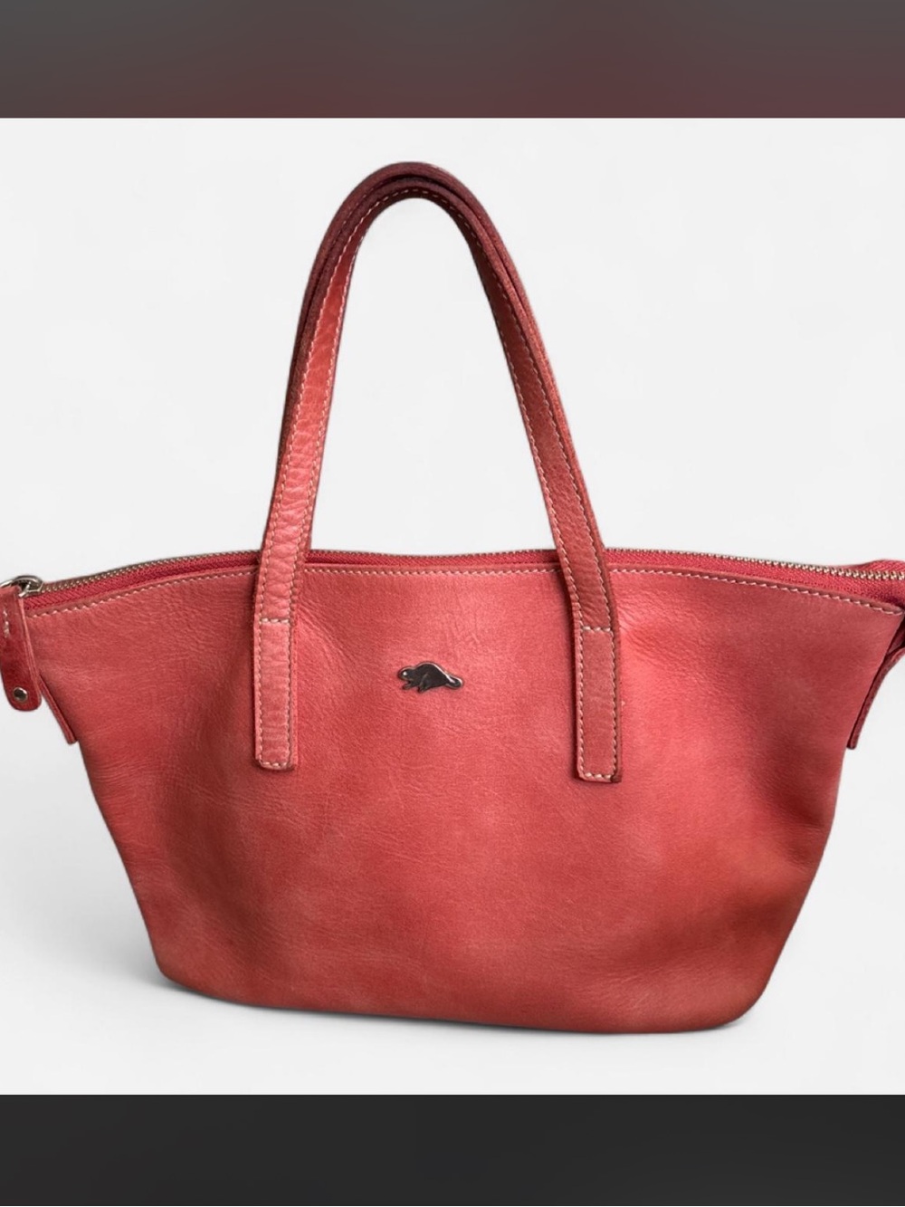 Root Canada Salmon Leather Tote Bag with Top Handles